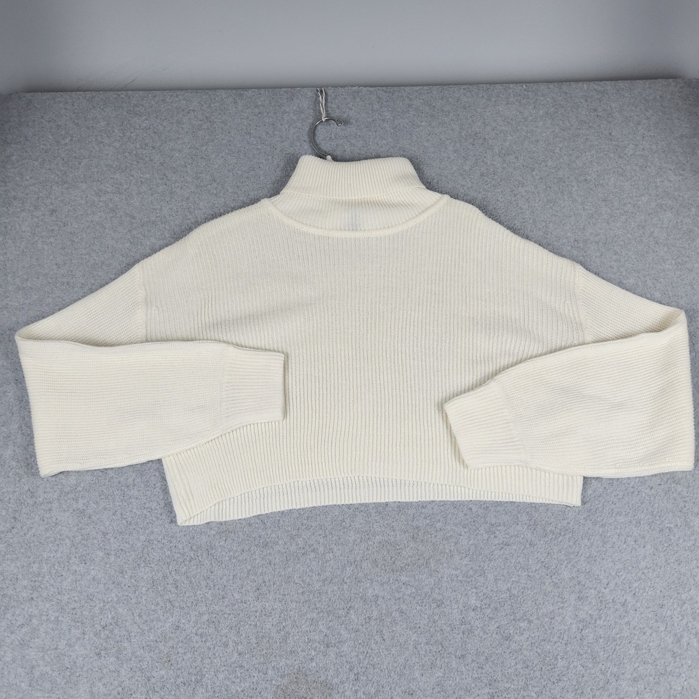 H&M Divided Crop Sweater Womens Medium Ivory Ribbed Chunky Knitted Turtleneck